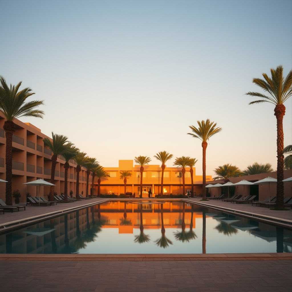 Marrakech Hivernage modern hotel pool palm trees