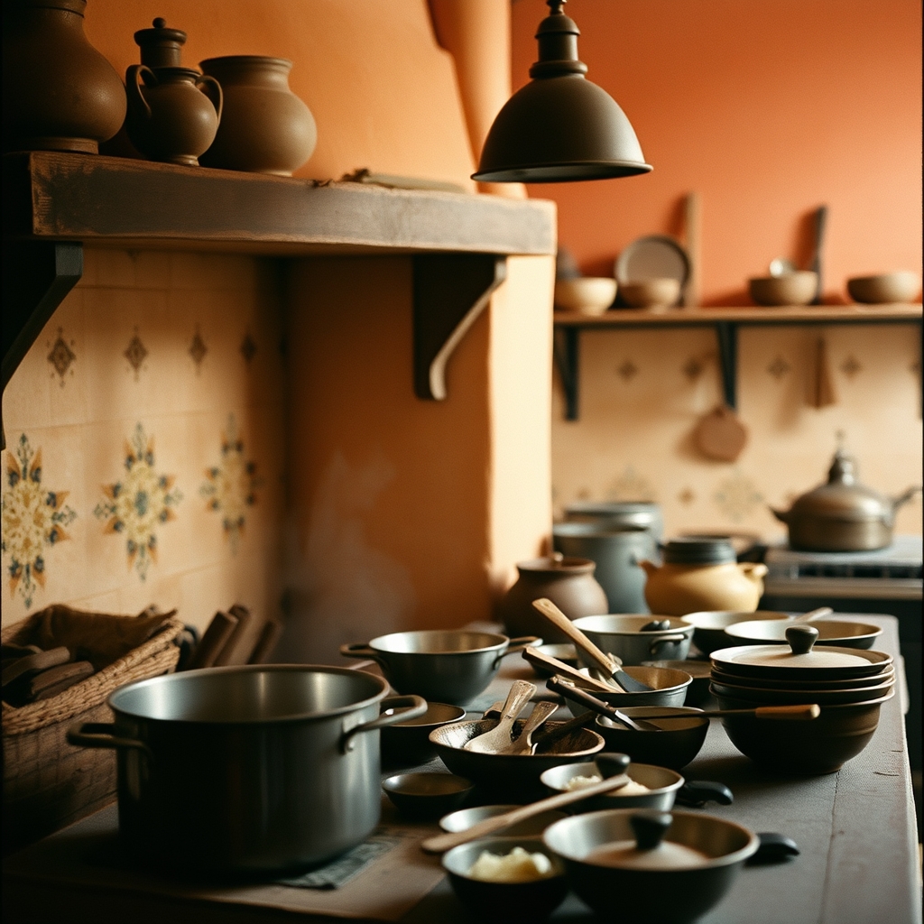 Atelier de cuisine marocaine dans une cuisine de riad à Marrakech avec ustensiles traditionnels