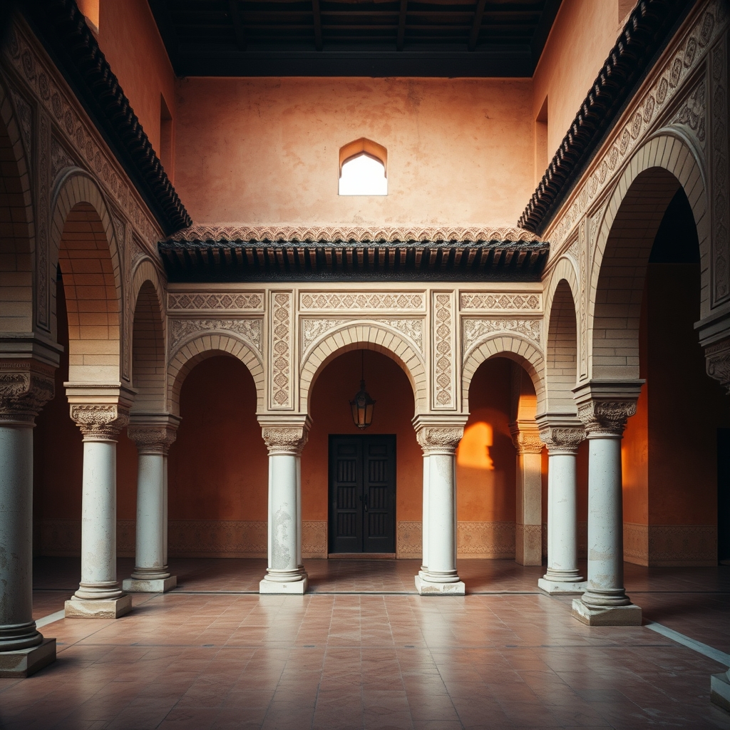 Medersa Ben Youssef Marrakech zellige courtyard arches
