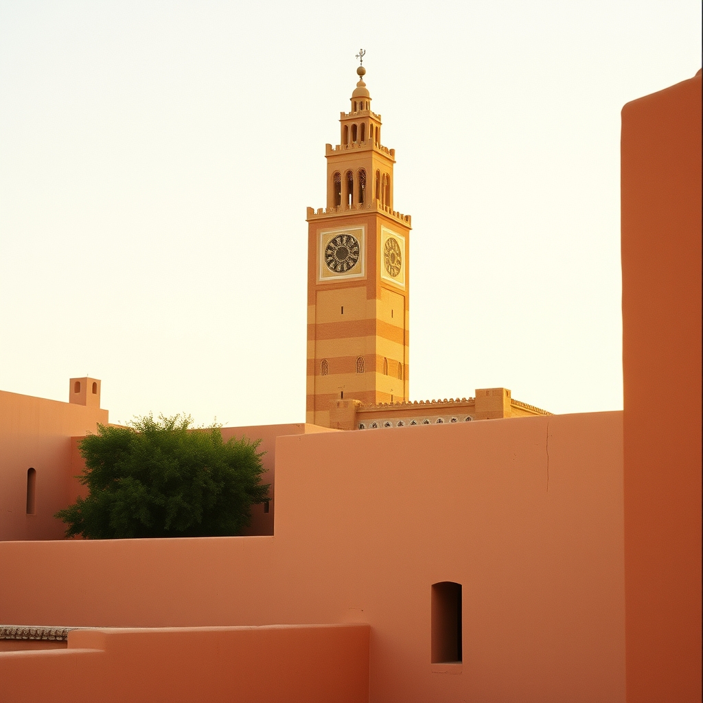 Marrakech Kasbah mosque minaret historic walls pink