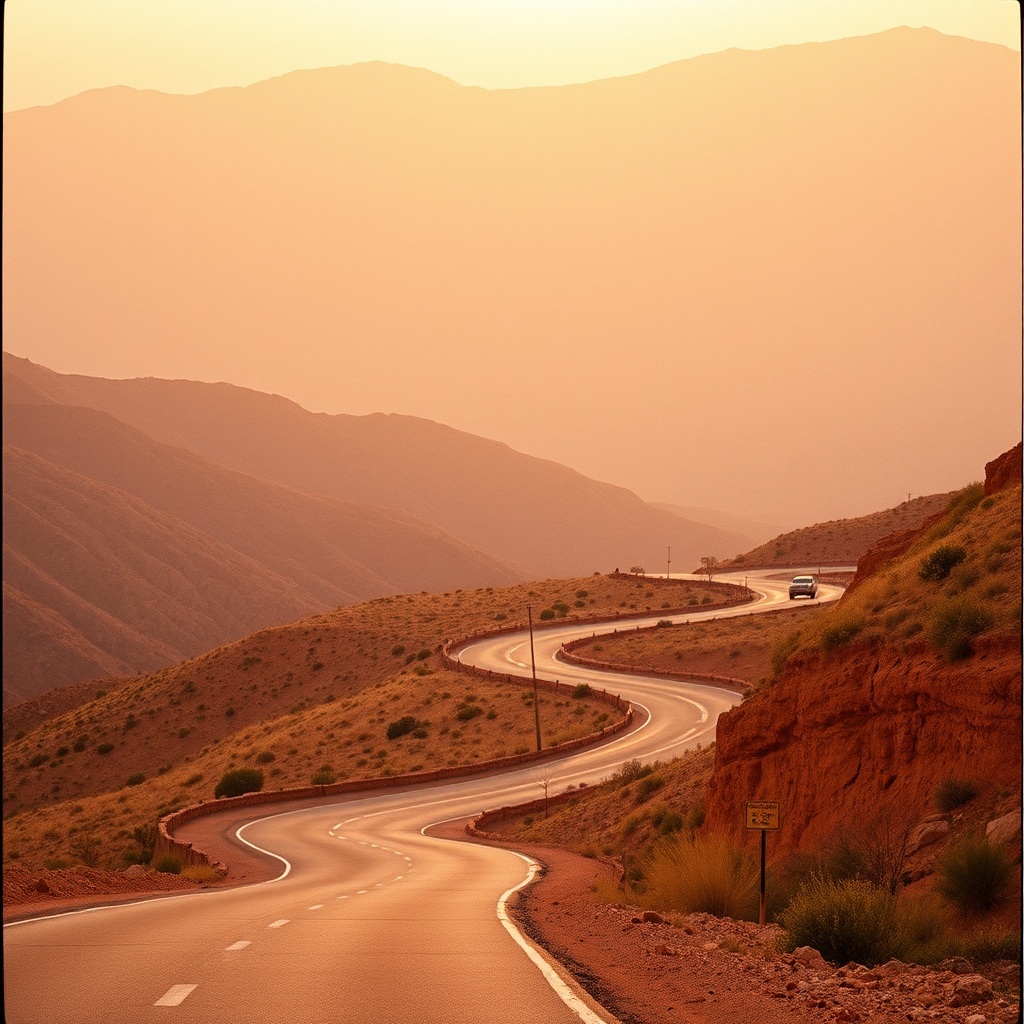 Route de montagne sinueuse dans l'Atlas marocain