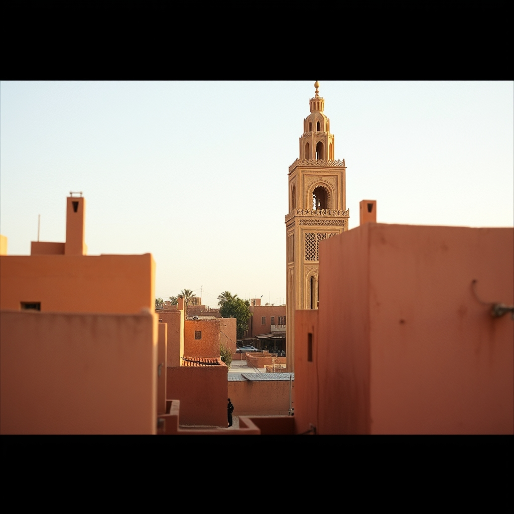 Marrakech Koutoubia minaret contrast two cities Morocco