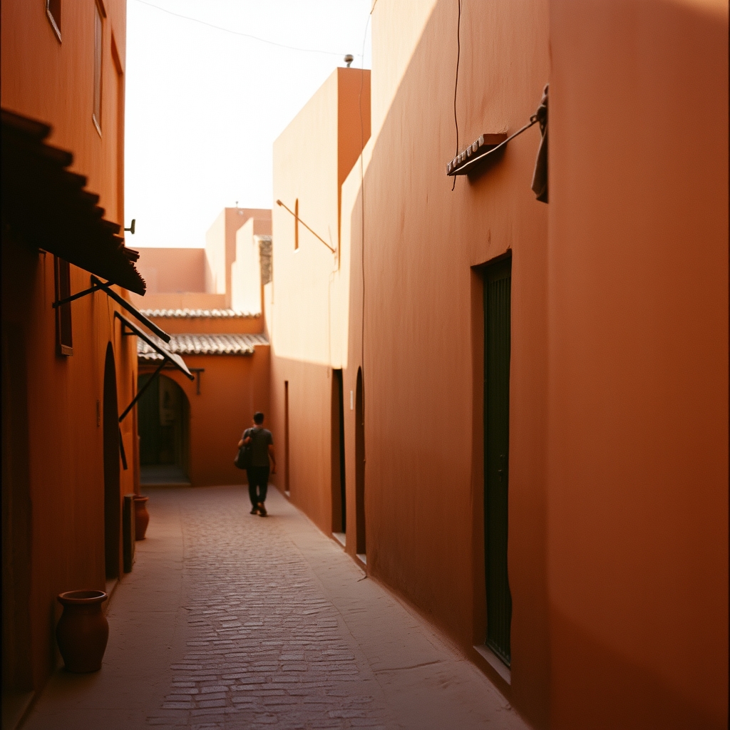 Marrakech medina warm ochre walls contrast seaside