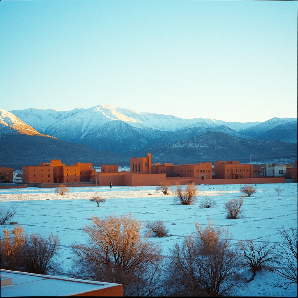 Marrakech winter Atlas mountains snow covered clear